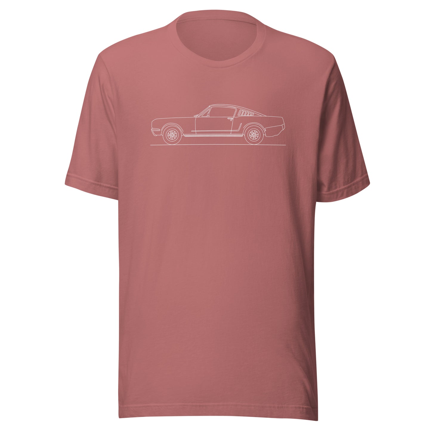 Mauve unisex staple t-shirt featuring Mustang design