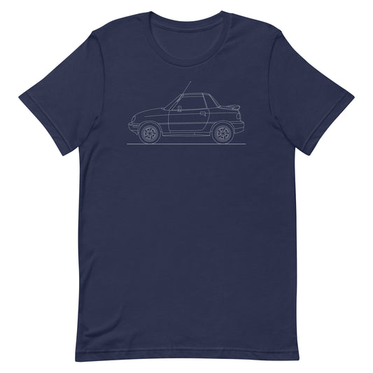 Navy Suzuki X90 t-shirt displayed on model