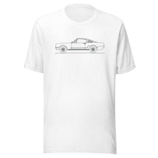 Unisex staple t-shirt featuring 1965 Mustang Fastback