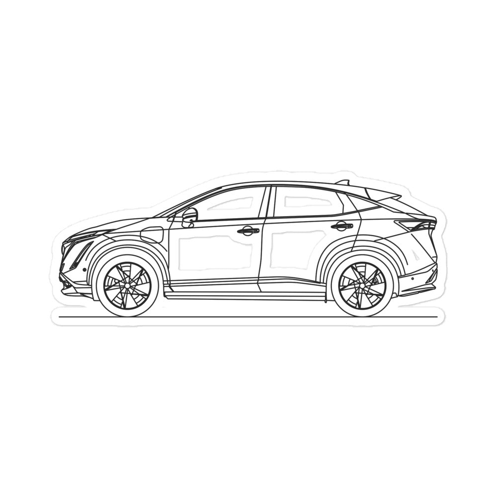 Nissan Ariya Outline sticker on a notebook