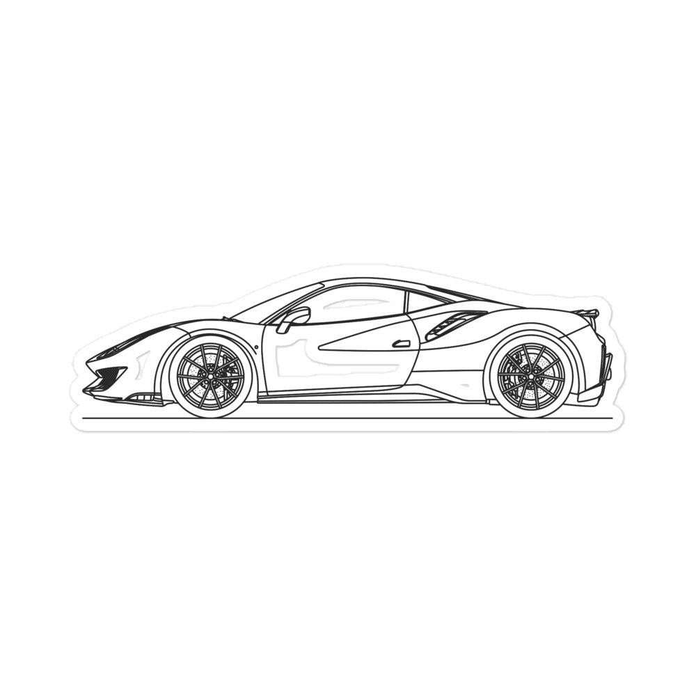 Ferrari 488 Pista Outline sticker on display