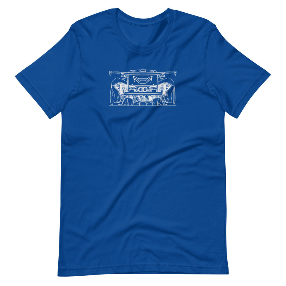 McLaren P1 GTR silhouette t-shirt design displayed