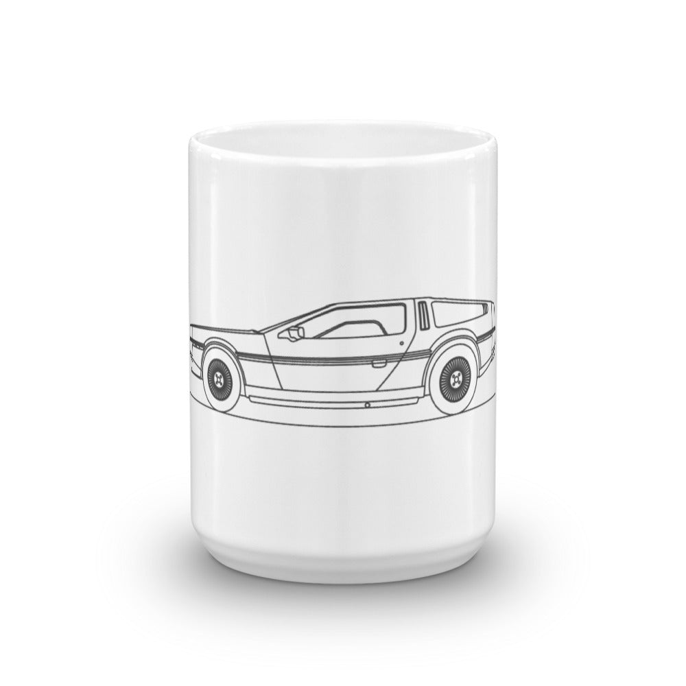 DeLorean DMC-12 mug on a white background