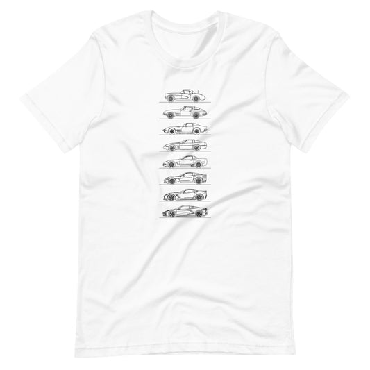 Chevrolet Corvette evolution t-shirt design displayed