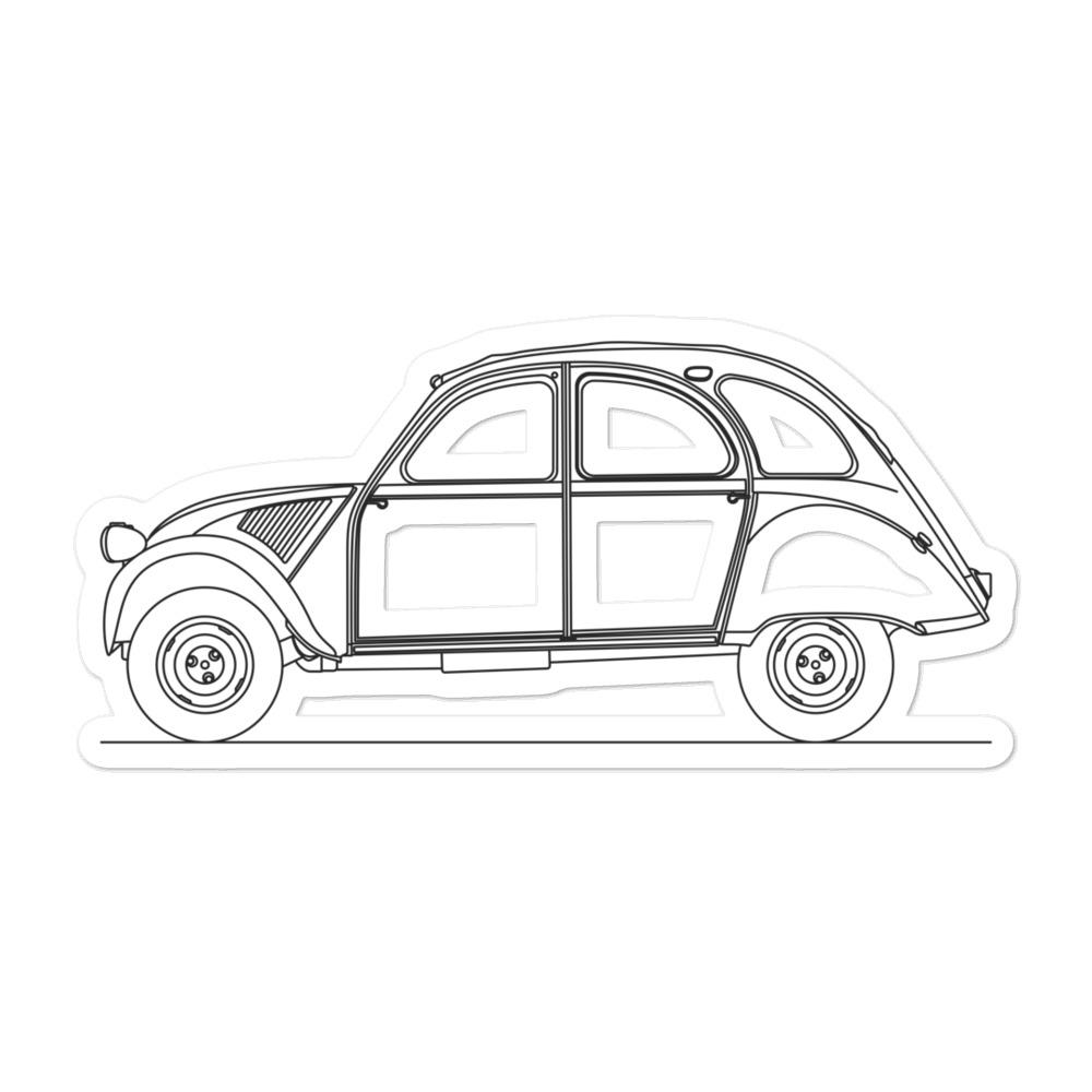 Citroën 2CV silhouette sticker on a surface