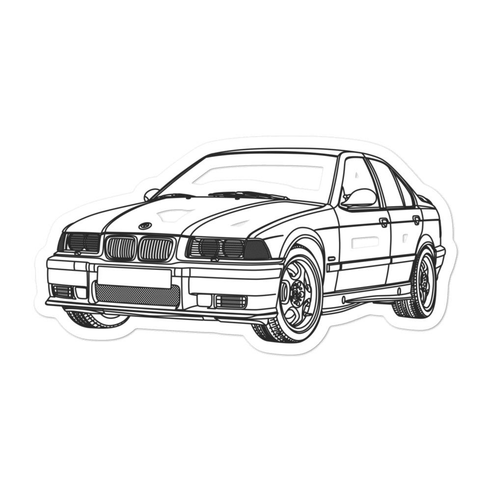 BMW E36 M3 Silhouette sticker on display