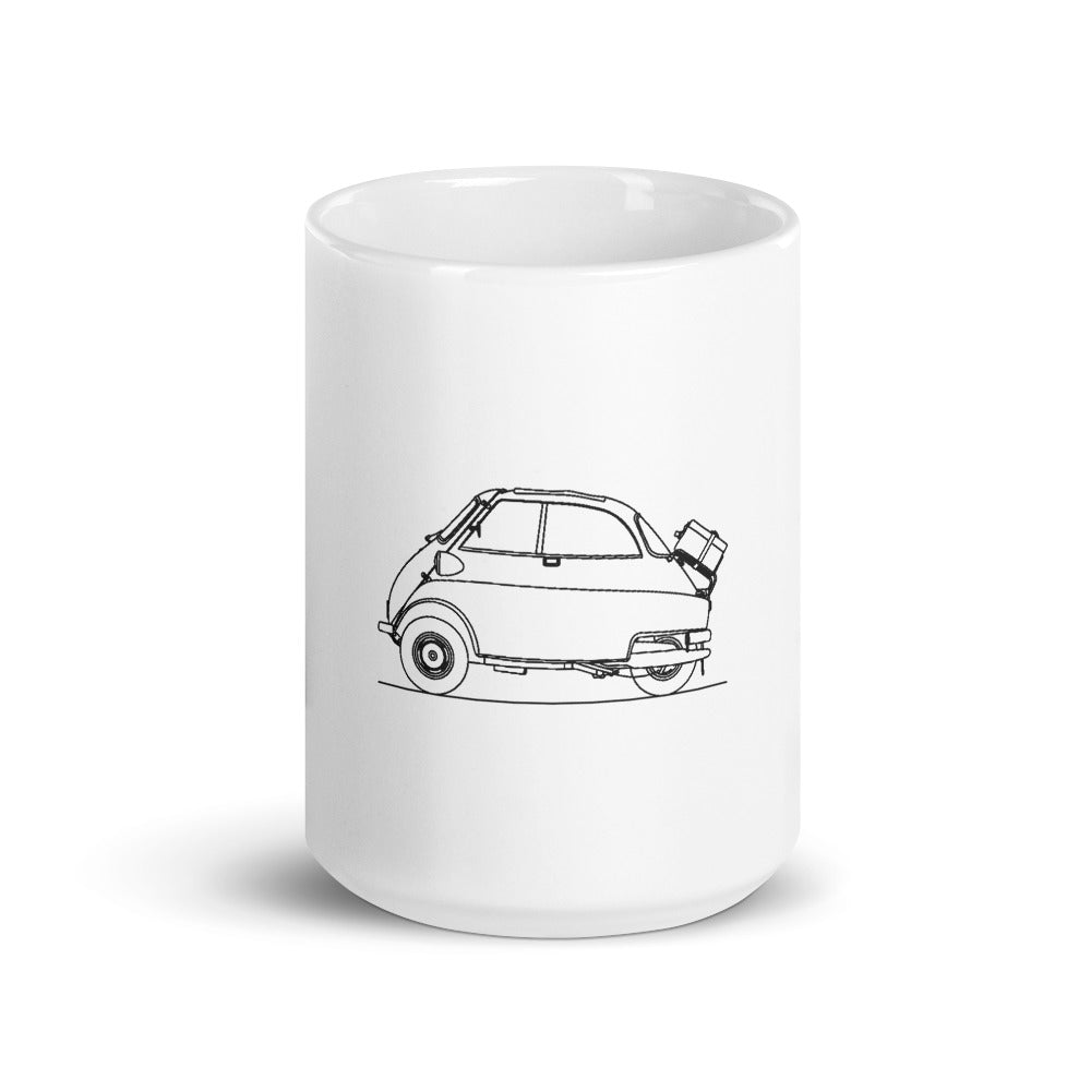 bmw-isetta-mug displayed on a table
