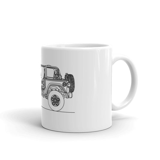 15oz Jeep Wrangler JL mug displayed on a table
