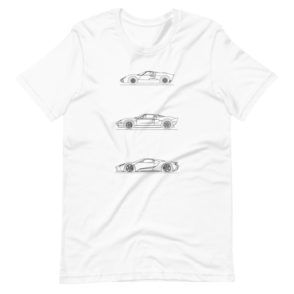 Ford GT Evolution T-shirt design displayed.