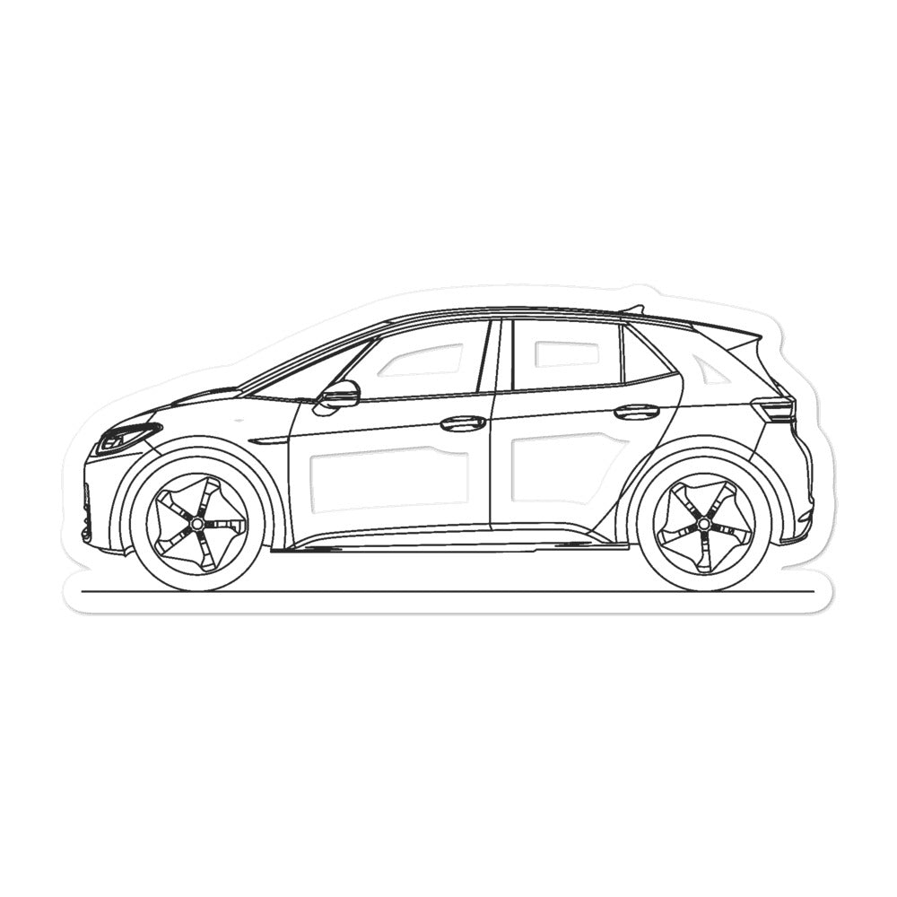 Volkswagen ID.3 Silhouette sticker on a surface