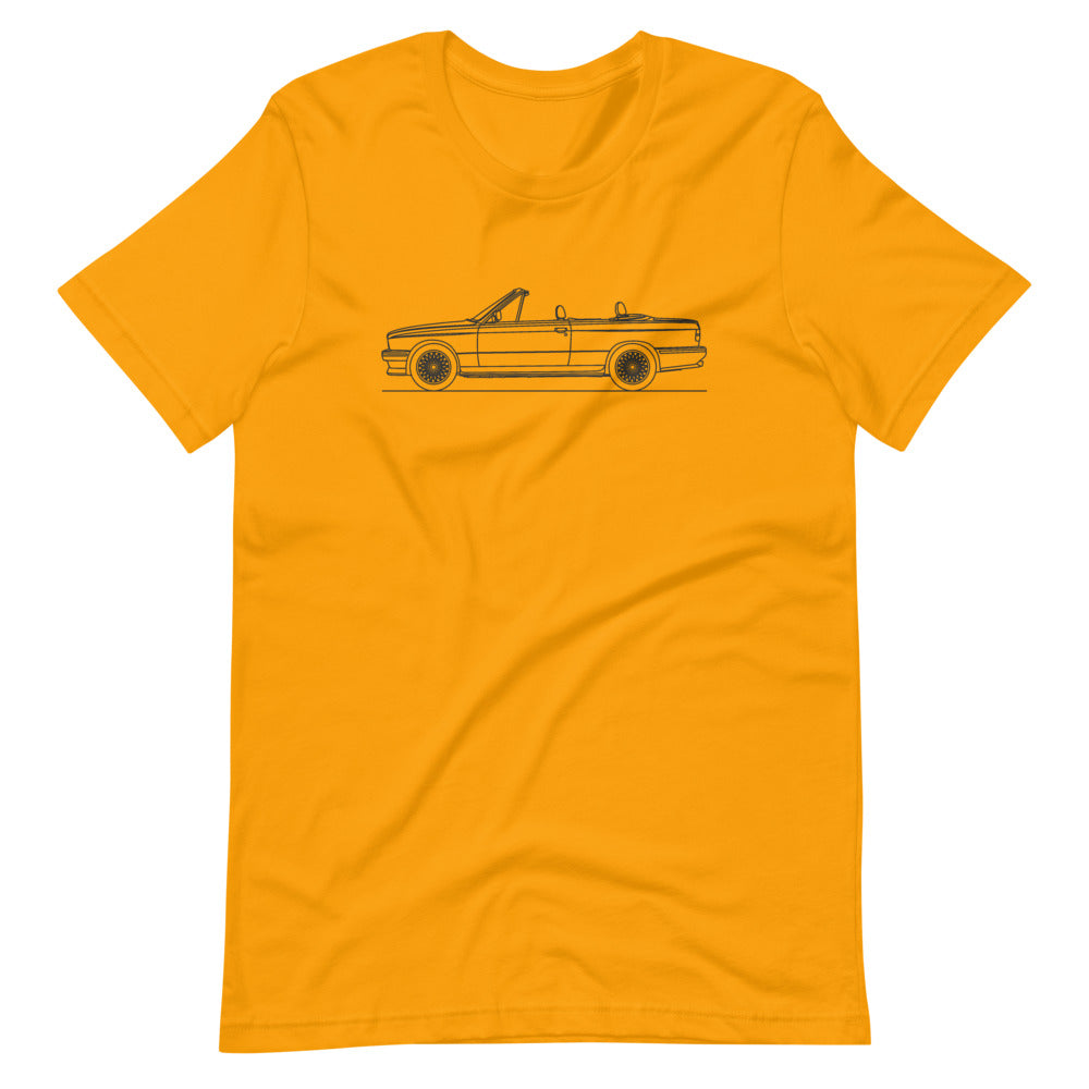 BMW E30 M3 Cabriolet t-shirt design displayed