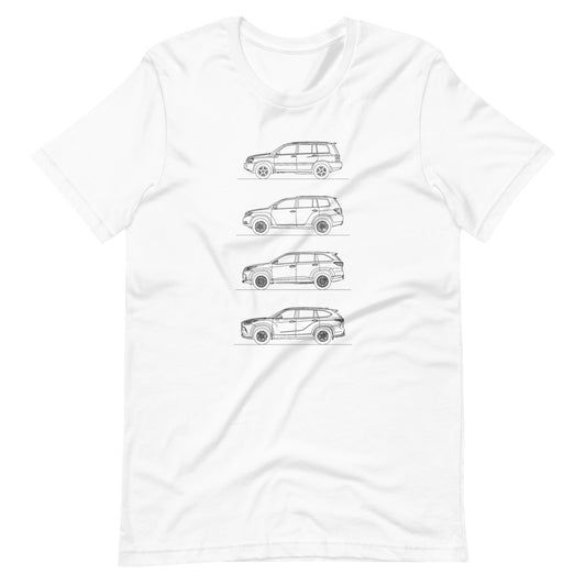 Toyota Highlander evolution t-shirt design displayed