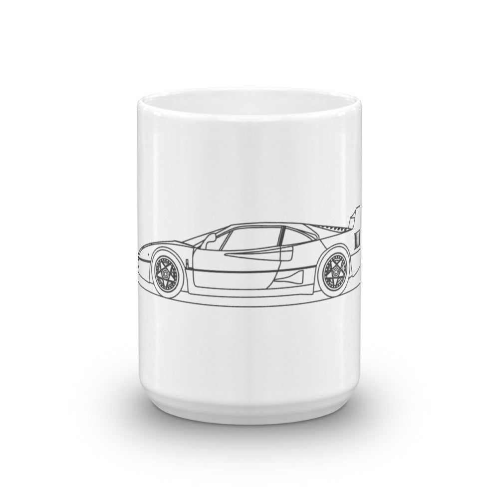 Ferrari F40 mug with vibrant design.