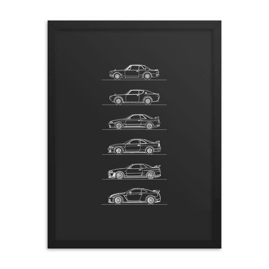 Nissan GT-R Evolution Outline silhouette poster display