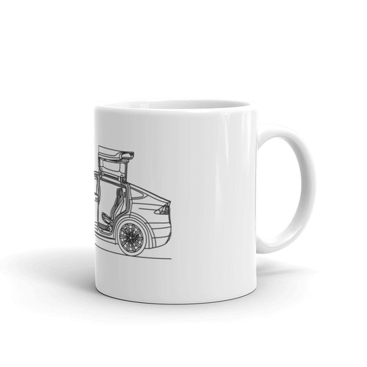 Tesla Model X doors up mug design