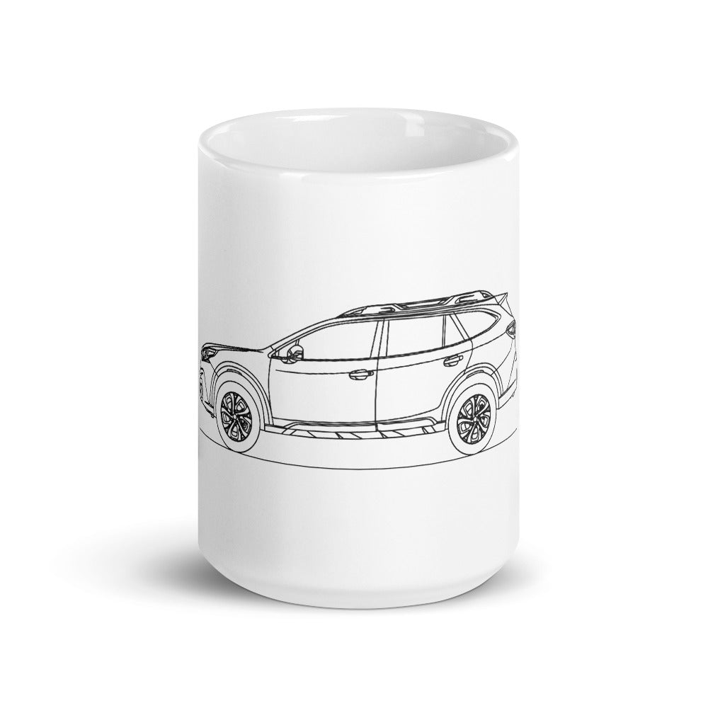 Subaru Outback BT mug displayed on table
