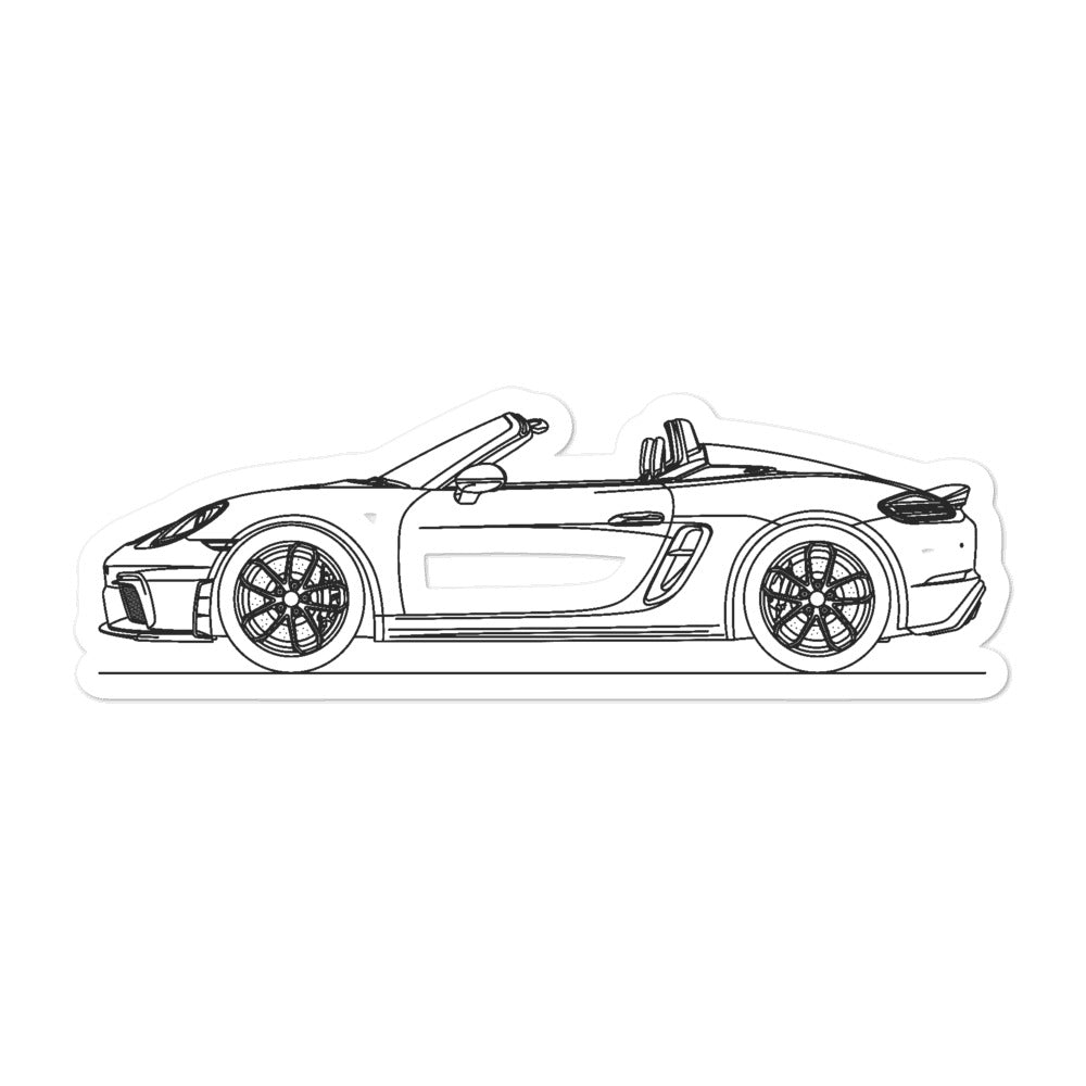 Porsche 718 Spyder Outline sticker on gear
