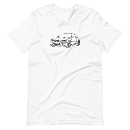 BMW E46 M3 FTQ T-shirt design displayed.