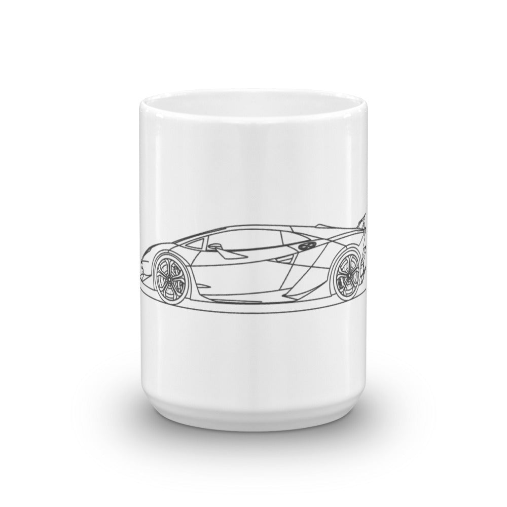 Lamborghini Sesto Elemento mug on display