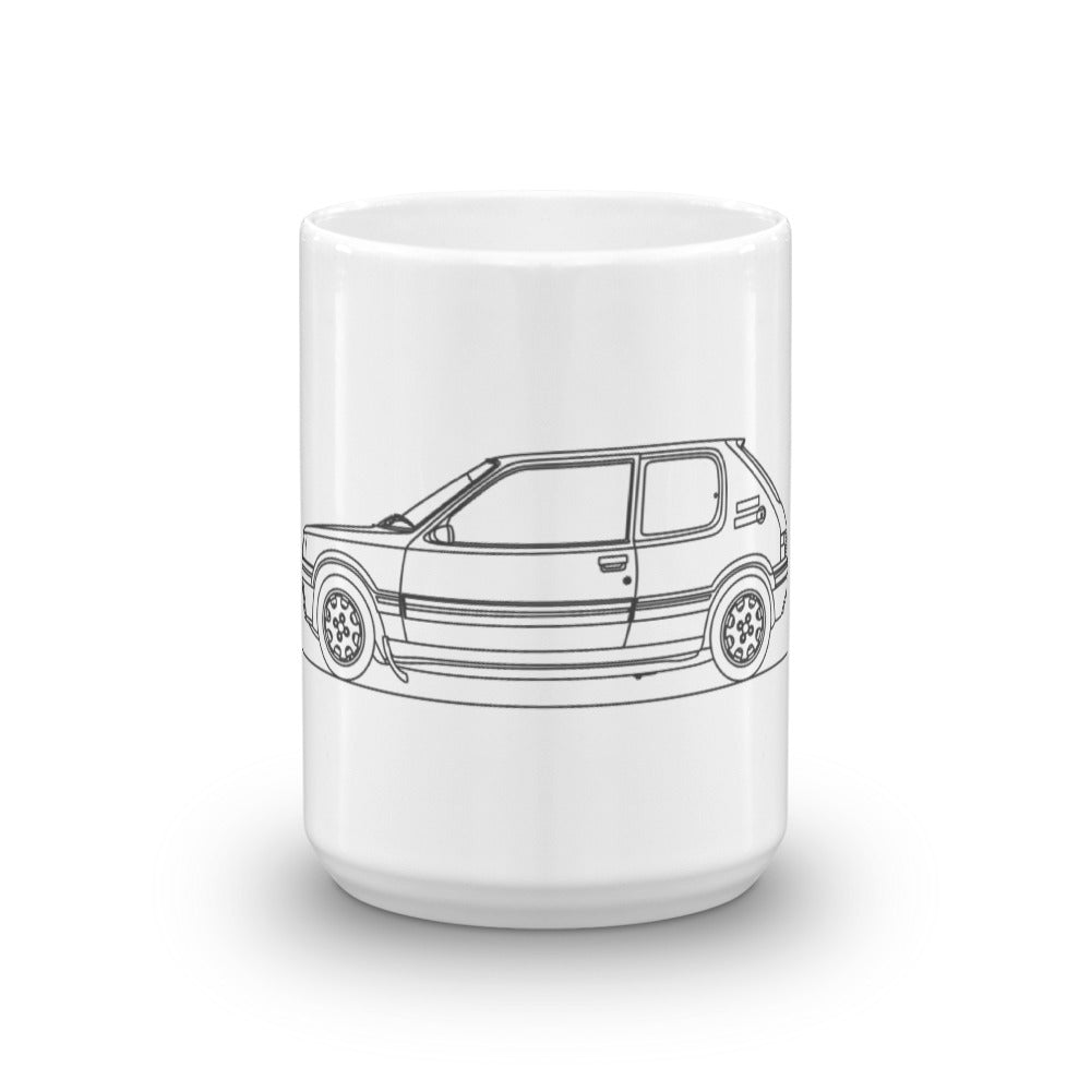 Peugeot 205 GTI mug on a white background