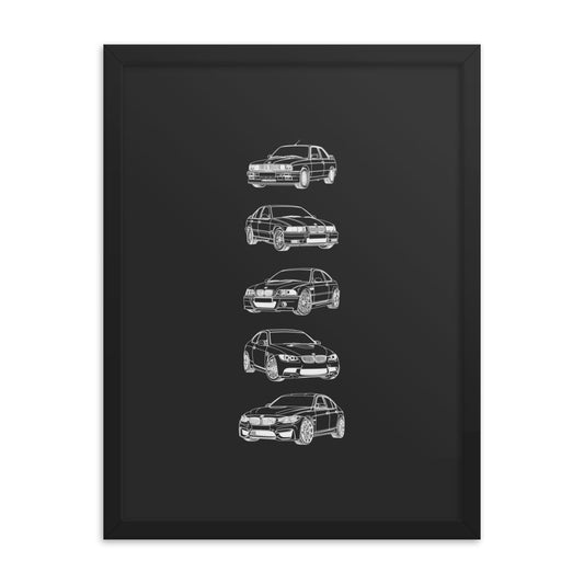 BMW M3 Evolution Outline poster artwork on display