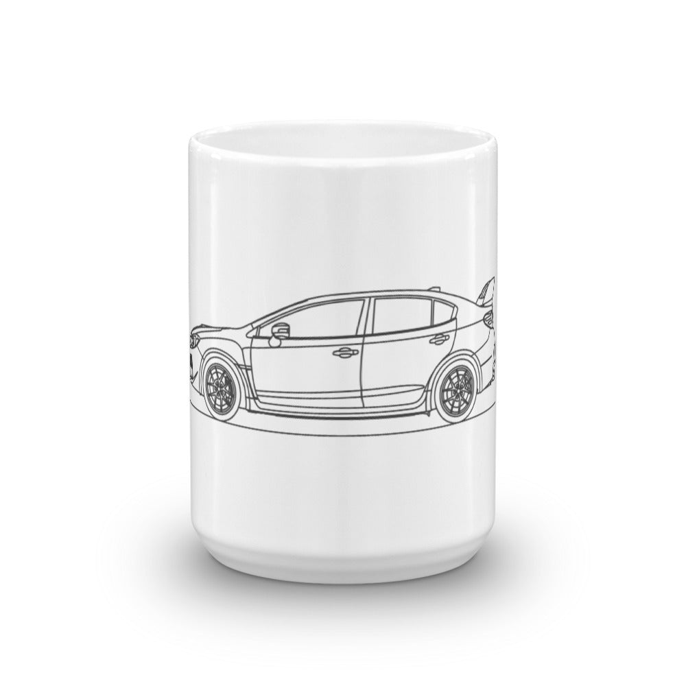 Subaru WRX STI IV mug on a table