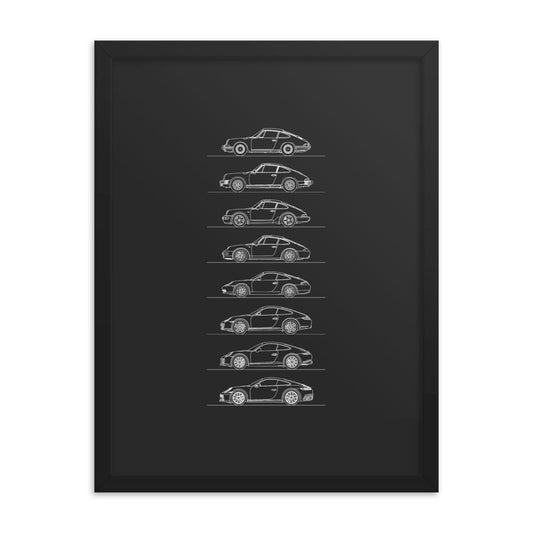 Porsche 911 Evolution Outline silhouette poster displayed