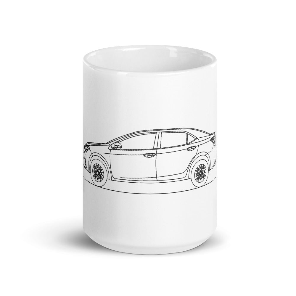 Toyota Corolla E170 mug on a table.
