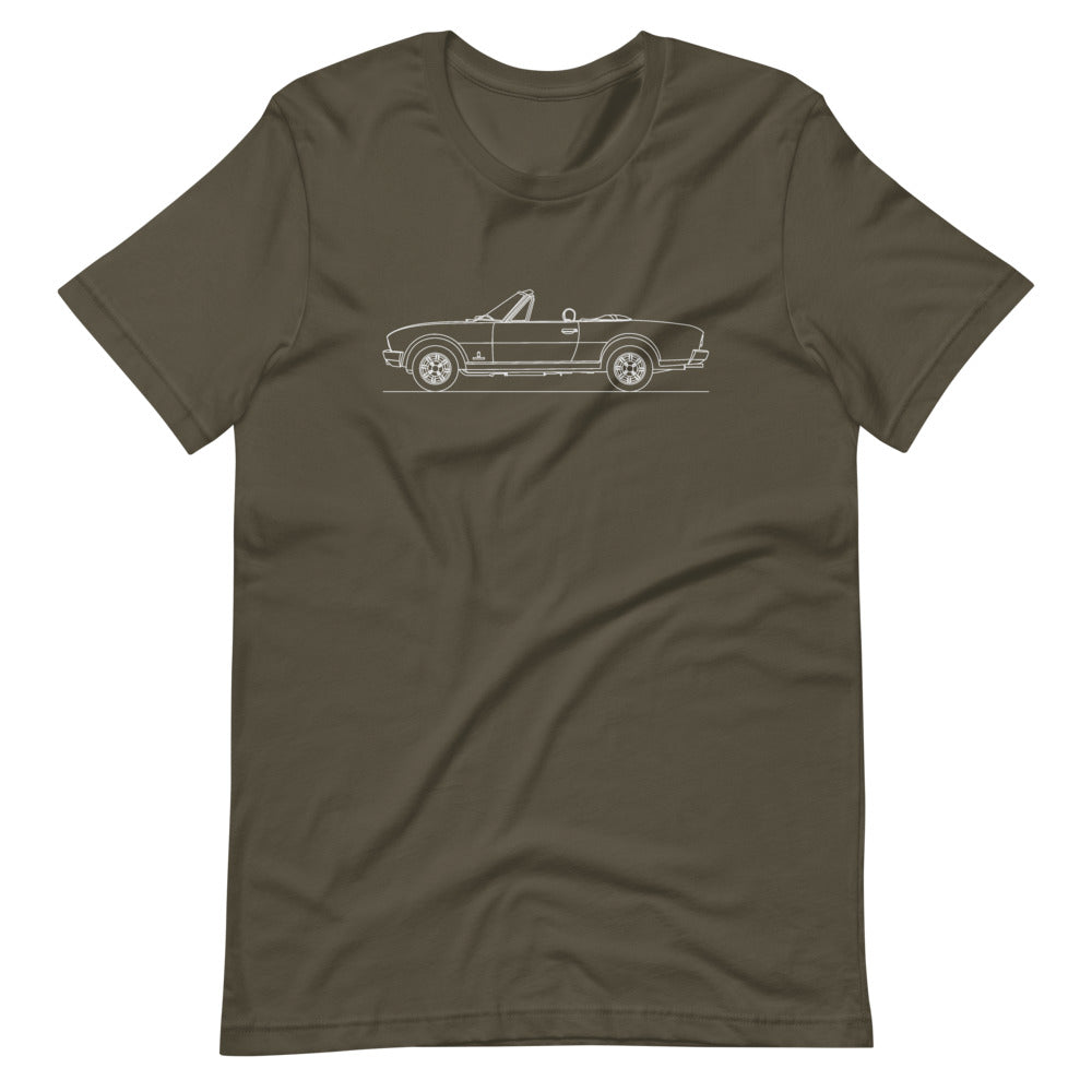 Peugeot 504 Cabrio t-shirt on display