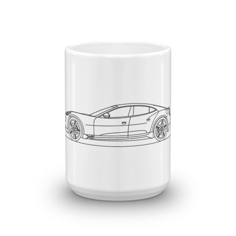 Fisker Karma mug with modern design.