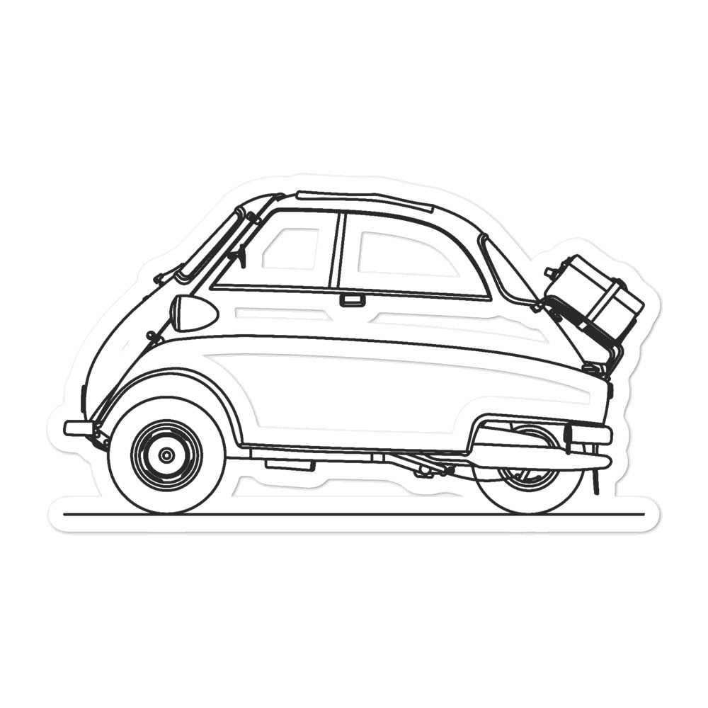 BMW Isetta Outline sticker on laptop surface