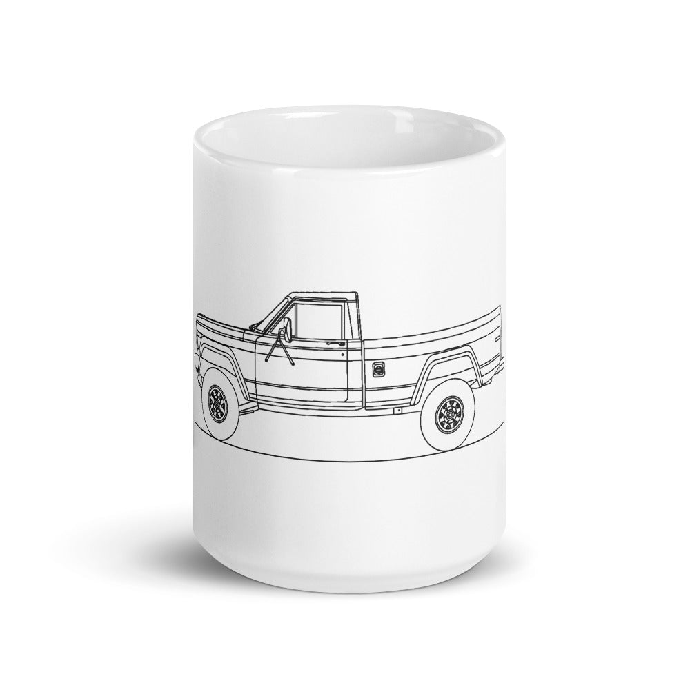Jeep J10 pickup mug on a table