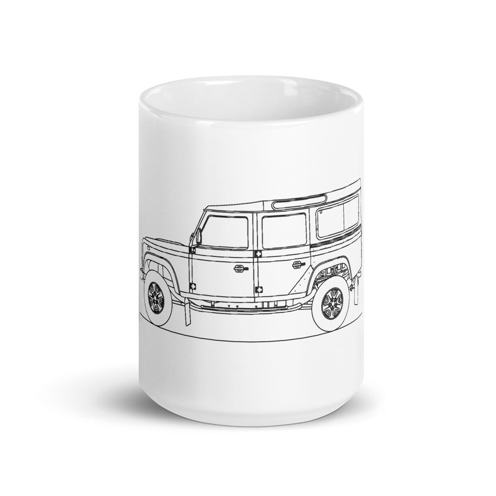 Land Rover Defender 110 mug on display