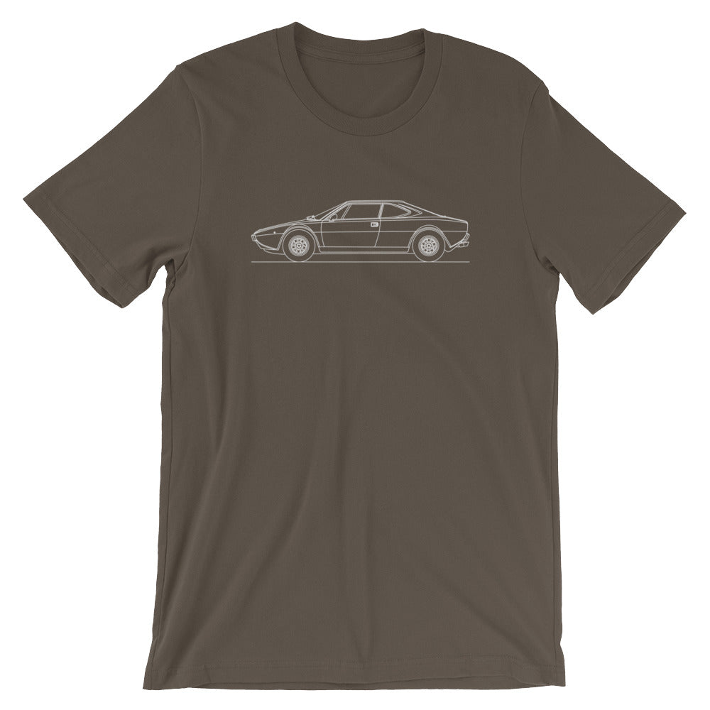 Ferrari Dino 308 GT t-shirt displayed on white background
