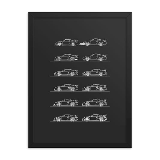 Porsche 911 GT2 GT3 Outline poster on display
