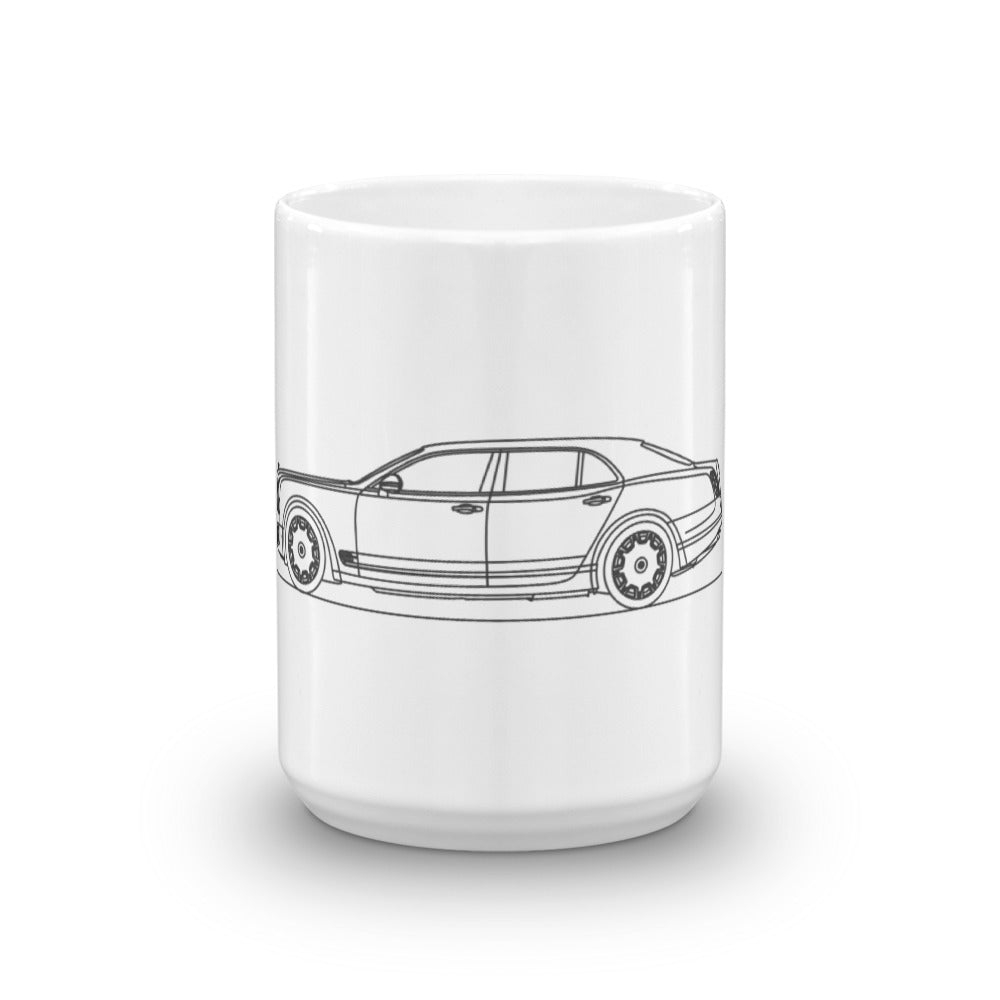 Bentley Mulsanne minimal mug on display.