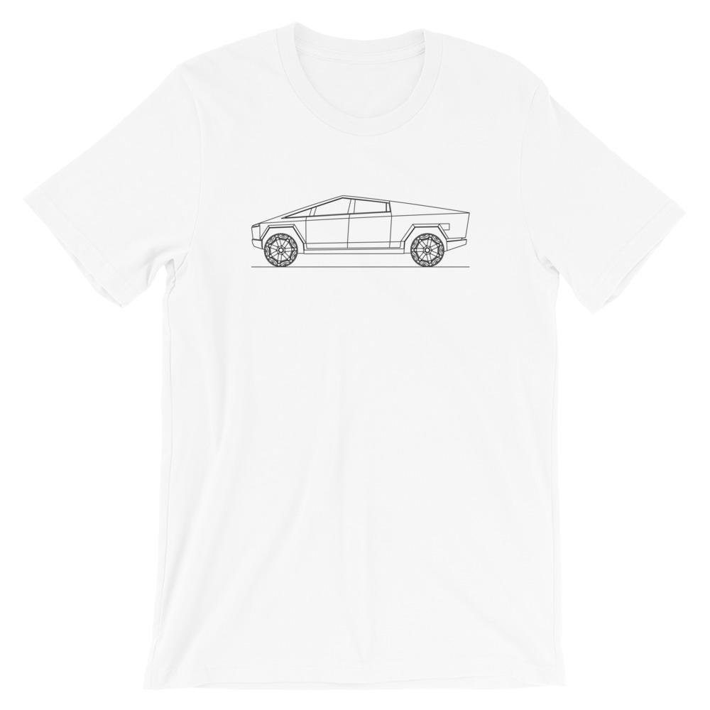 Tesla Cybertruck silhouette on stylish t-shirt