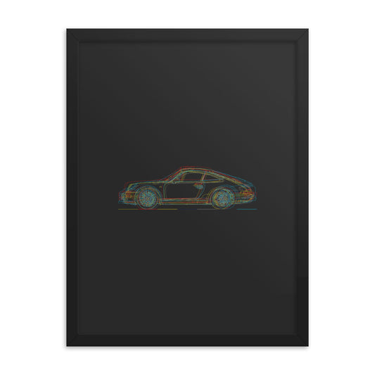 Porsche 911 Evolution Outline silhouette poster display