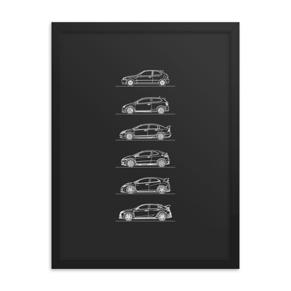 Honda Civic Type R Evolution Outline poster display