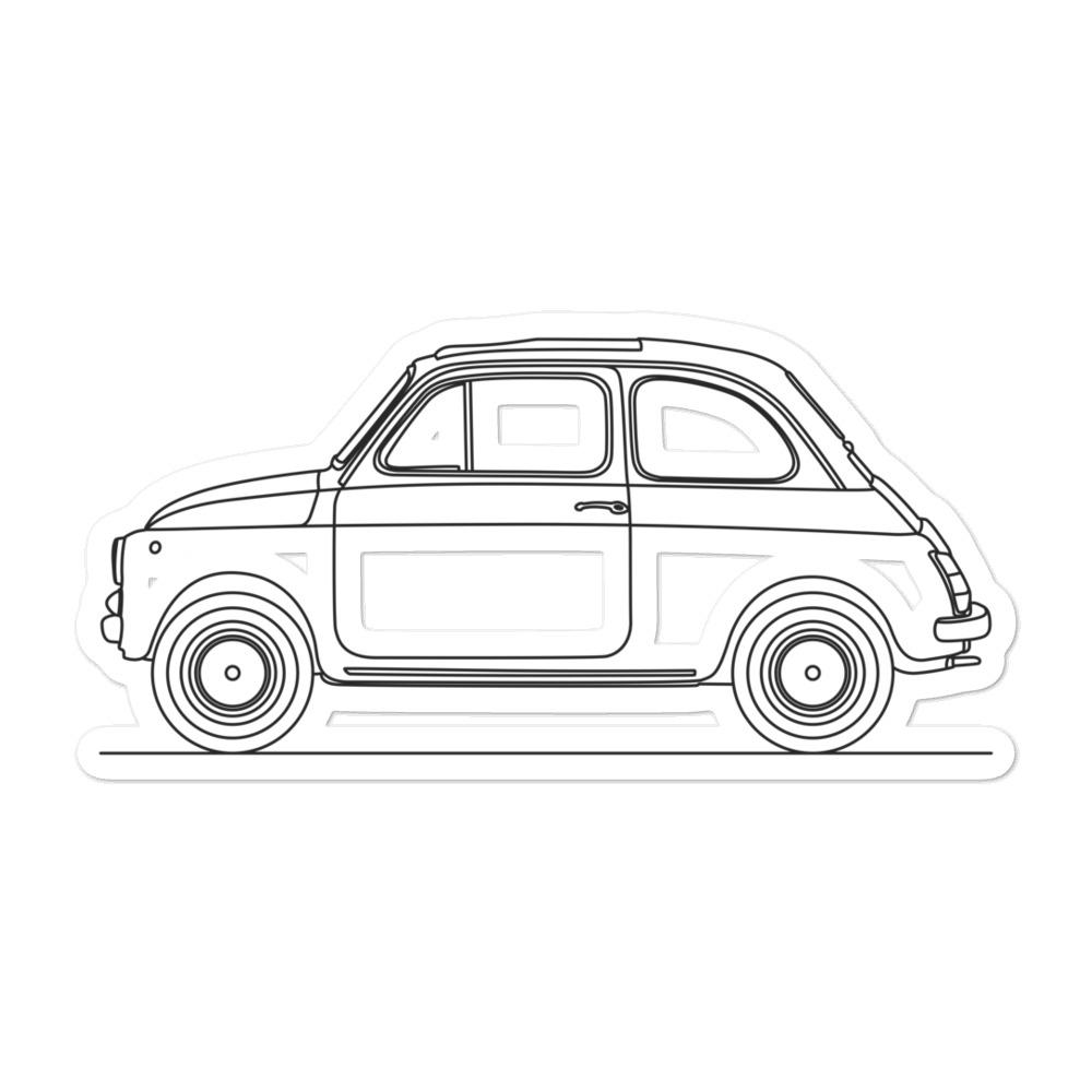 Fiat 500 Classic Silhouette vintage car sticker