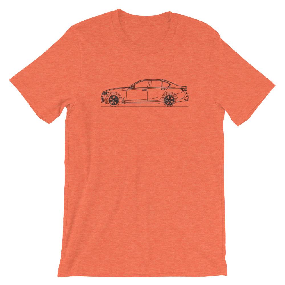 BMW G20 M340i xDrive t-shirt displayed on fabric