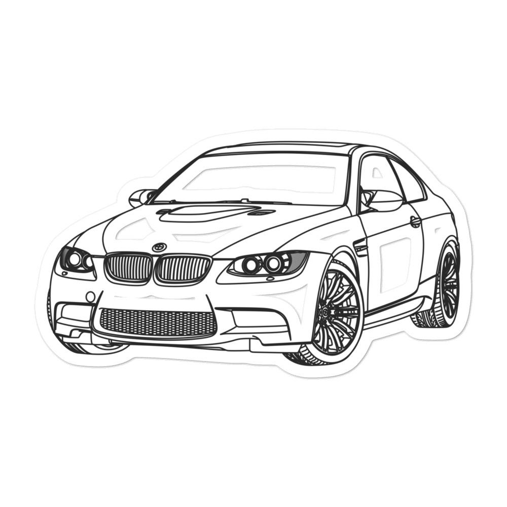 BMW E92 M3 Outline sticker on a laptop
