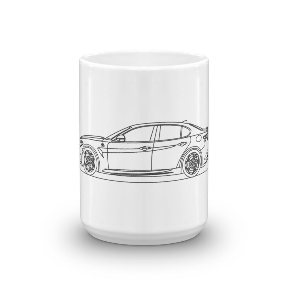 Alfa Romeo Giulia Quadrifoglio mug on display
