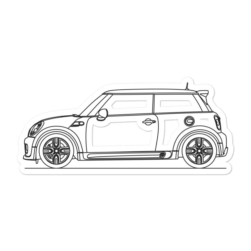MINI Cooper R56 JCW Outline sticker on display