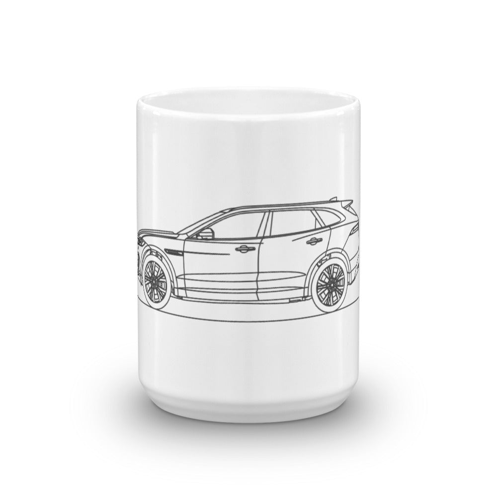 Jaguar F-Pace mug on a stylish background