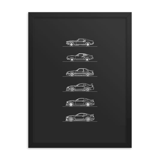 Ford Mustang Evolution Outline silhouette poster design