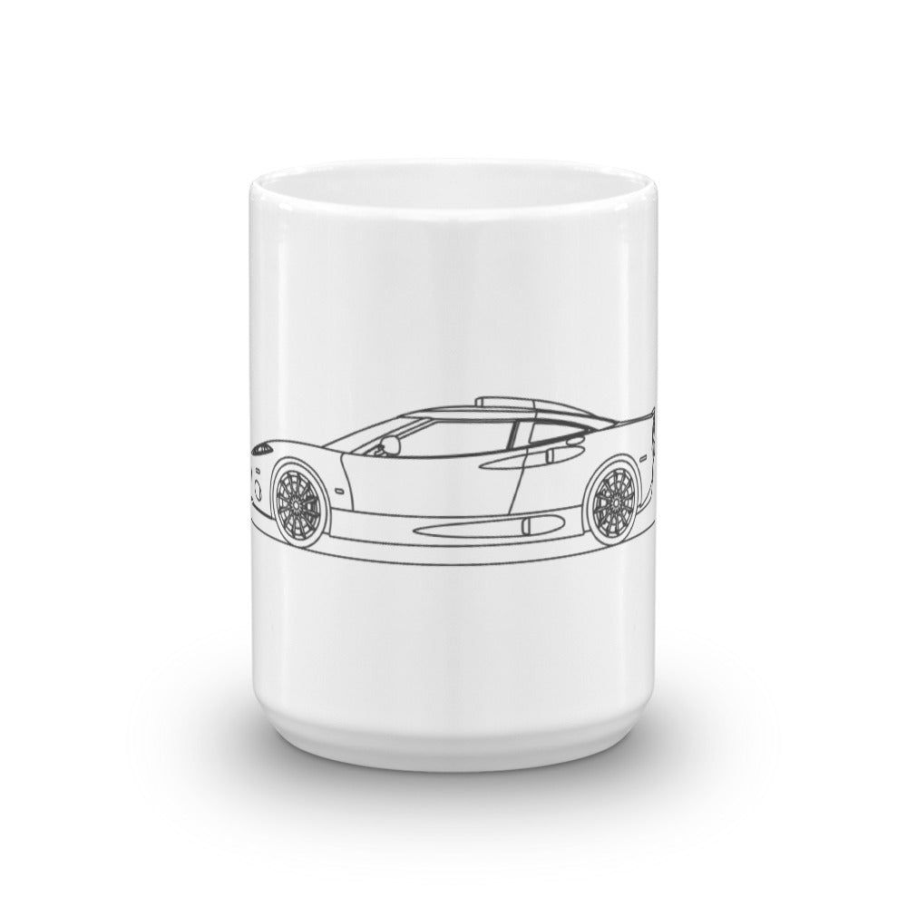 Spyker C8 mug with vibrant design.