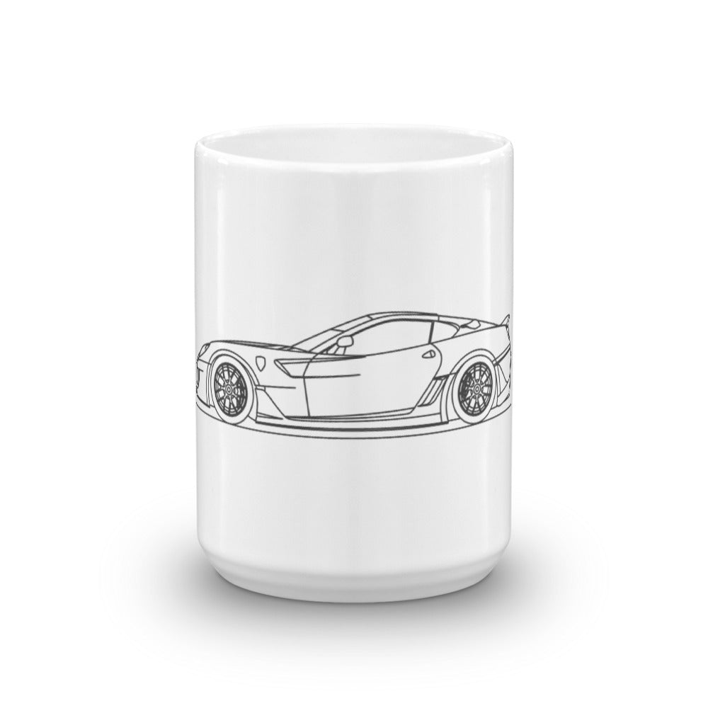 Ferrari 599XX mug displayed on a table.