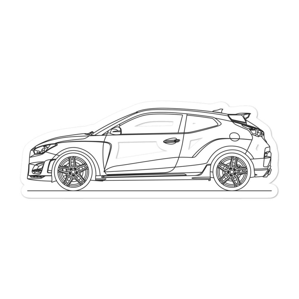 Hyundai Veloster N Outline Sticker on display