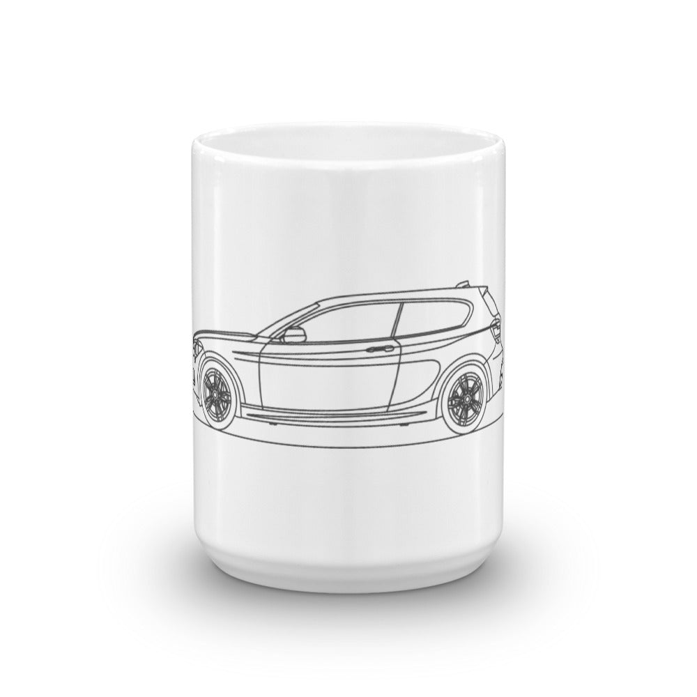BMW F21 M135i mug displayed on a table